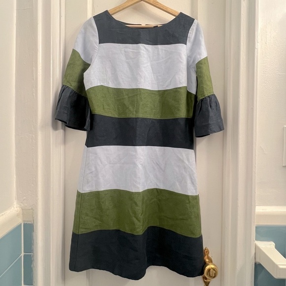 Ann Taylor Color Block Linen Dress, Blue and Green size 6 - Picture 1 of 5